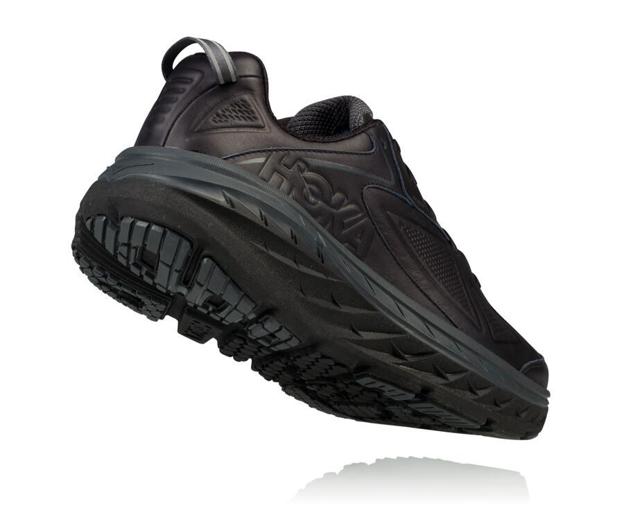 Hoka One One Mens Running Shoes - Bondi Leather - Black - NRGQ87624